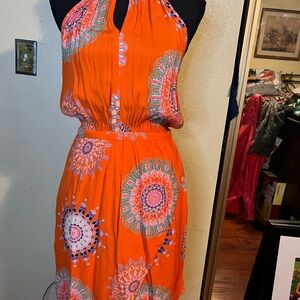 Floreat Anthropologie Orange Mandala Mini Dress